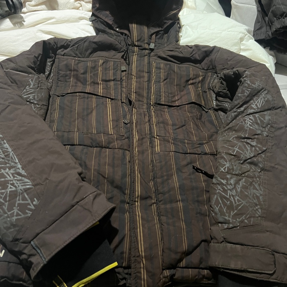 Men's Section  Brown Hooded Winter Jacket Size L